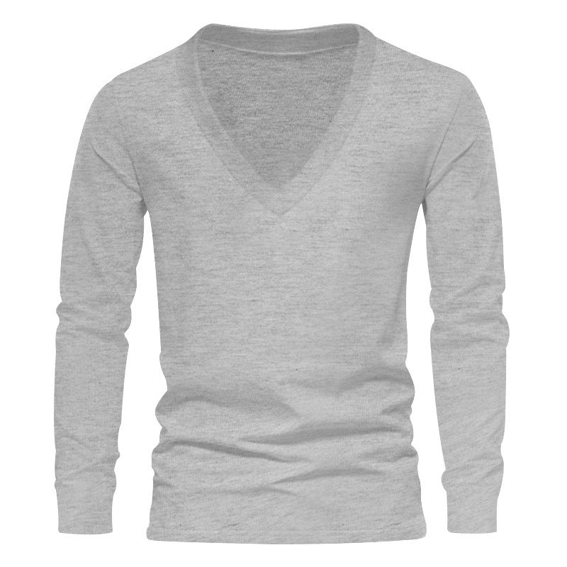 Herren V-Ausschnitt Langarm-T-Shirt mit hochwertigem Baumwollmix und bequemer Passform R&B
