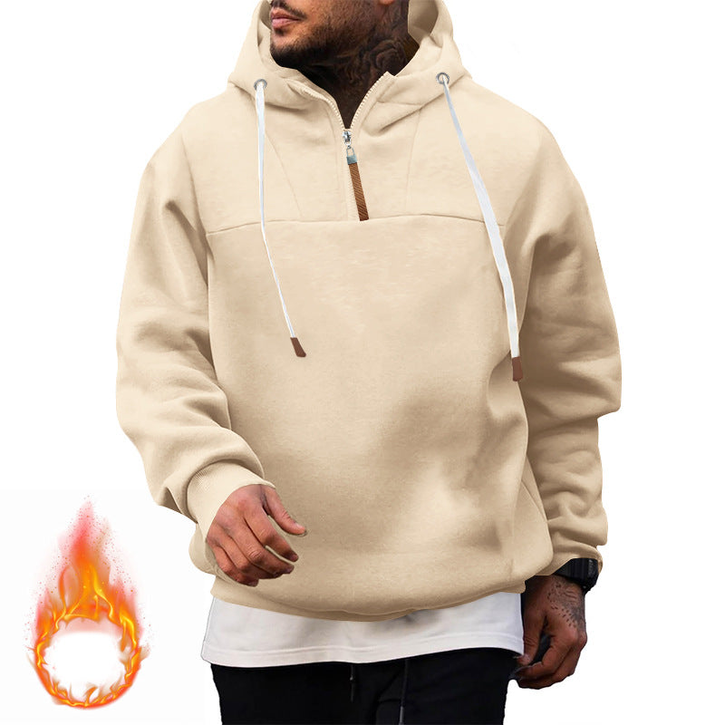 Herren Hoodie mit hohem Kragen und innovativem Reißverschluss R&B