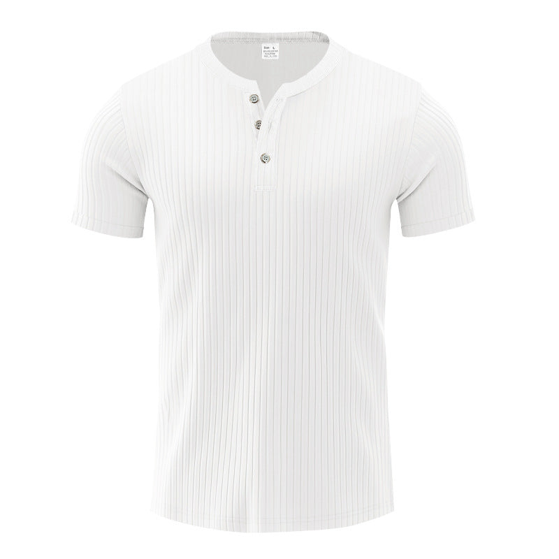 Herren Kurzarm-Henley-T-Shirt mit strukturiertem Design R&B