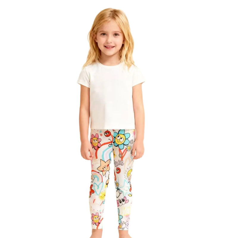 Mädchen Leggings mit buntem Frühlingsdesign R&B