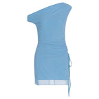 Damen Raffiniertes One-Shoulder Minikleid mit seitlicher Raffung R&B