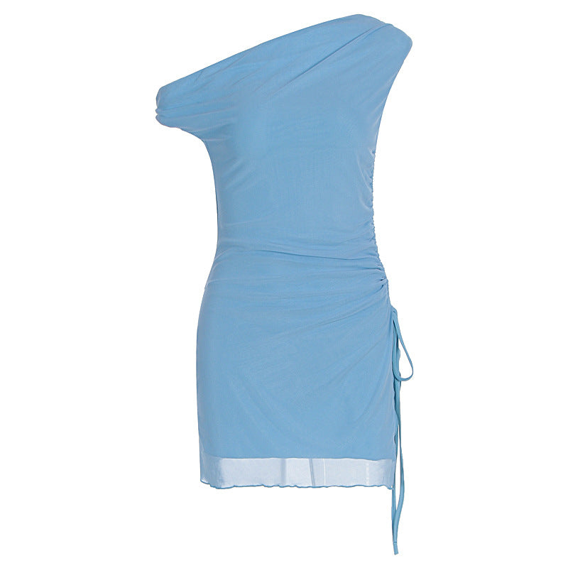 Damen Raffiniertes One-Shoulder Minikleid mit seitlicher Raffung R&B