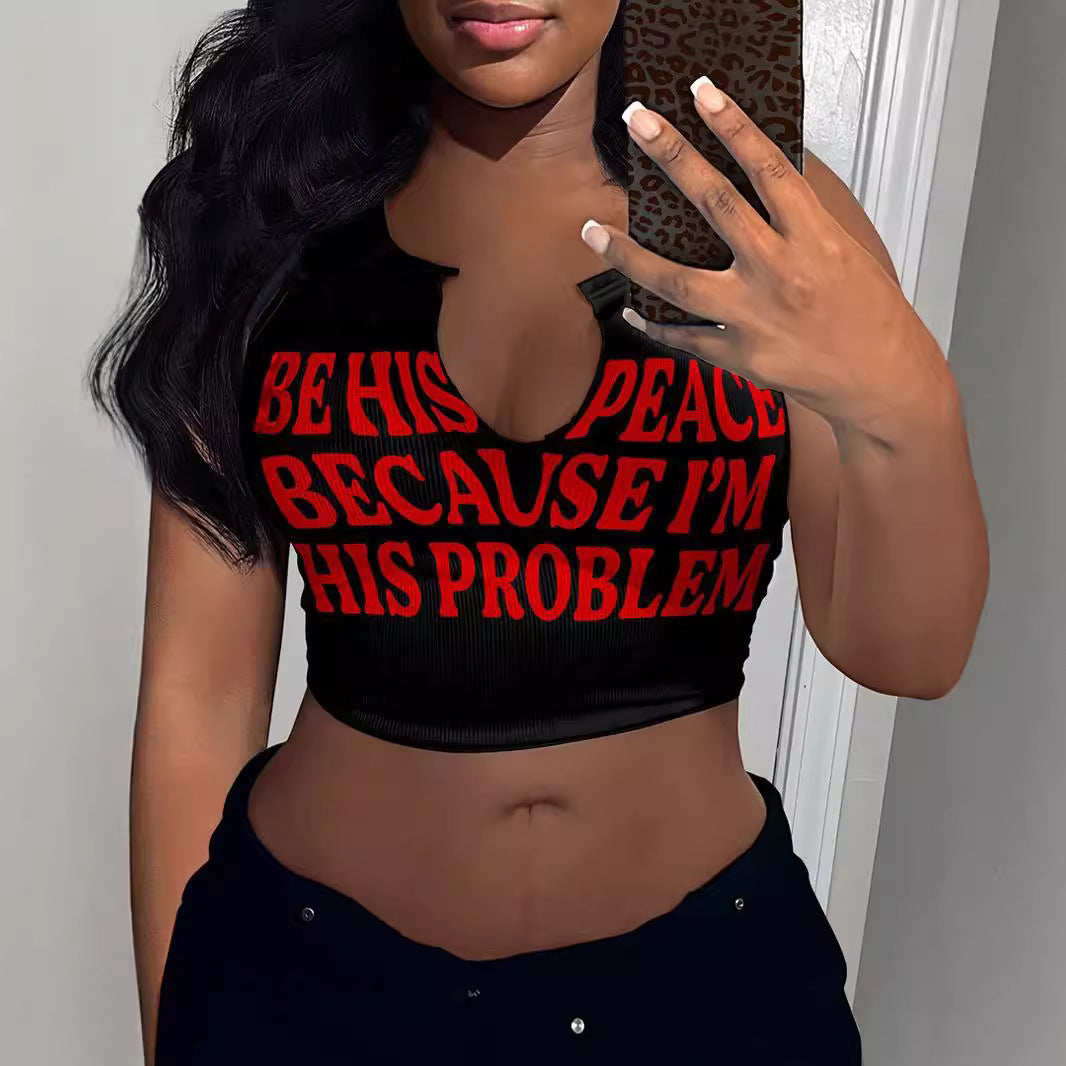 Damen Crop-Top mit auffälligem Schriftzug und lockerer Passform R&B