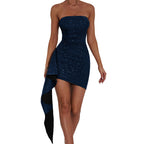 Damen Figurbetontes Minikleid mit asymmetrischem Design und Rüschendetails R&B