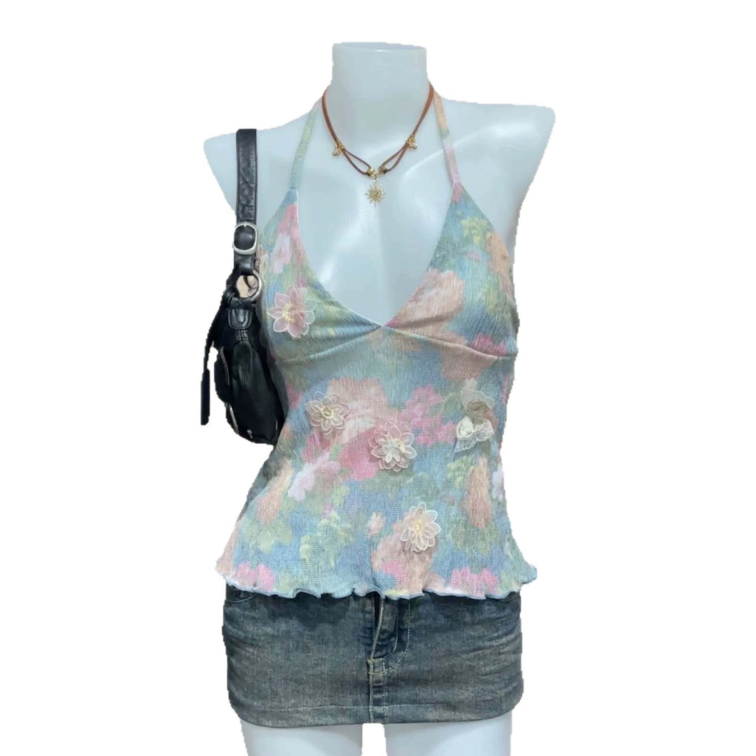 Damen zartes Sommer-Top mit floralen Details R&B
