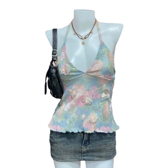 Damen zartes Sommer-Top mit floralen Details R&B