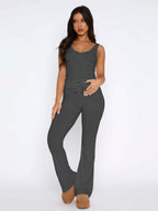 Damen lässiges Freizeit-Set mit kurzer Bluse und weiten Hosen R&B