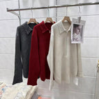 Damen Modischer Pullover mit Reißverschluss und Kragen R&B