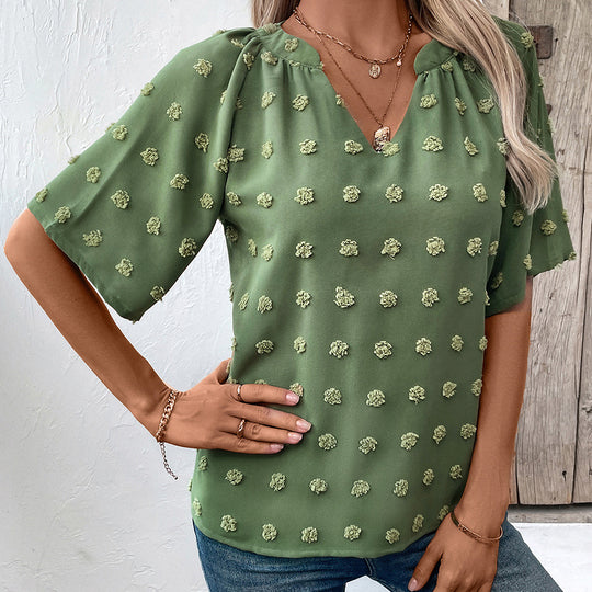 Damen elegantes Oberteil mit strukturiertem Blumenmuster R&B