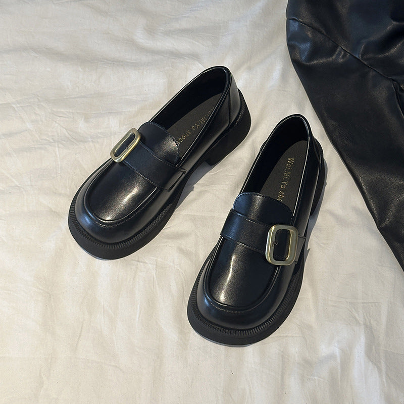 Damen Elegante Loafers mit glänzender Oberfläche und dekorativem Schnallenverschluss R&B