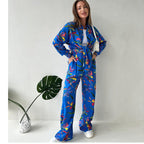 Damen Lässiges Zweiteiler-Set mit floralem Design und weitem Schnitt R&B