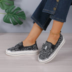 Damen modische Slip-On Sneakers mit glitzerndem Design und auffälliger Schleifenapplikation R&B
