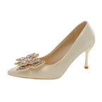 Damen Elegante Pumps mit funkelnder Blumenapplikation und schmalem Absatz R&B