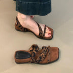 Damen modische Sandalen mit eleganten Riemen und attraktiven Leopardenmuster R&B