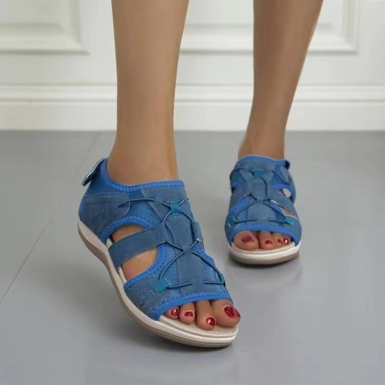 Damen Komfortable Freizeitsandalen mit anatomischer Fußbettung und verstellbarem Klettverschluss R&B