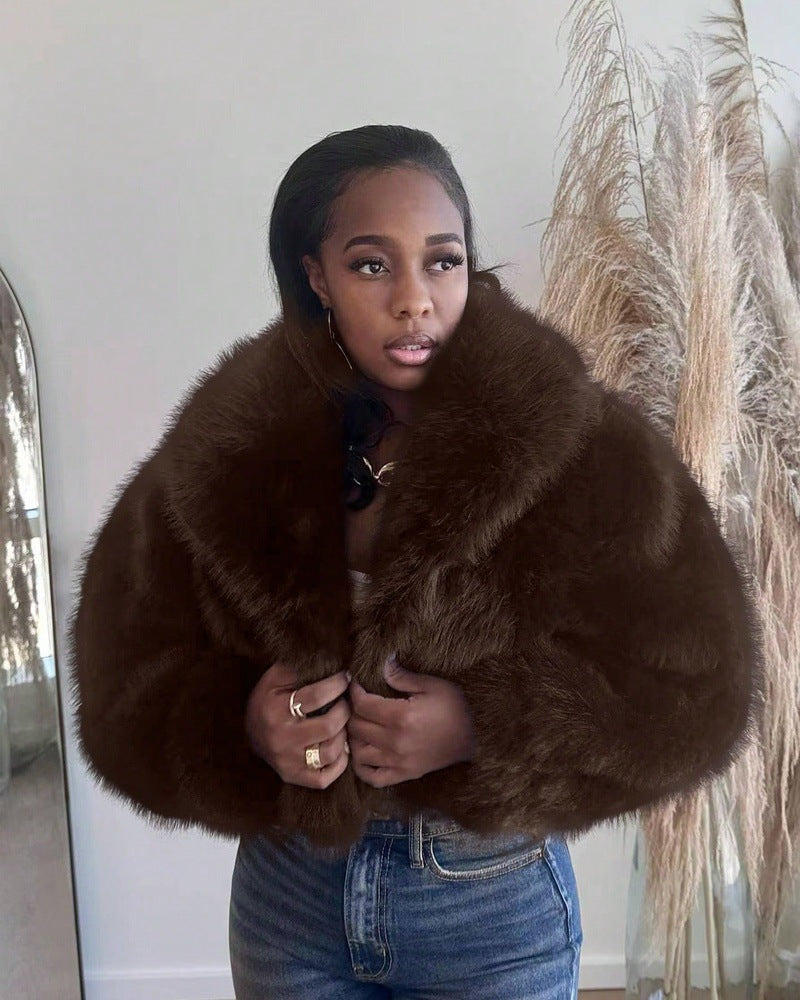 Damen Kuschelige Felljacke im Trend R&B