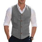 Herren Weste mit funktionalen Taschen und eleganten Knopfdetails R&B