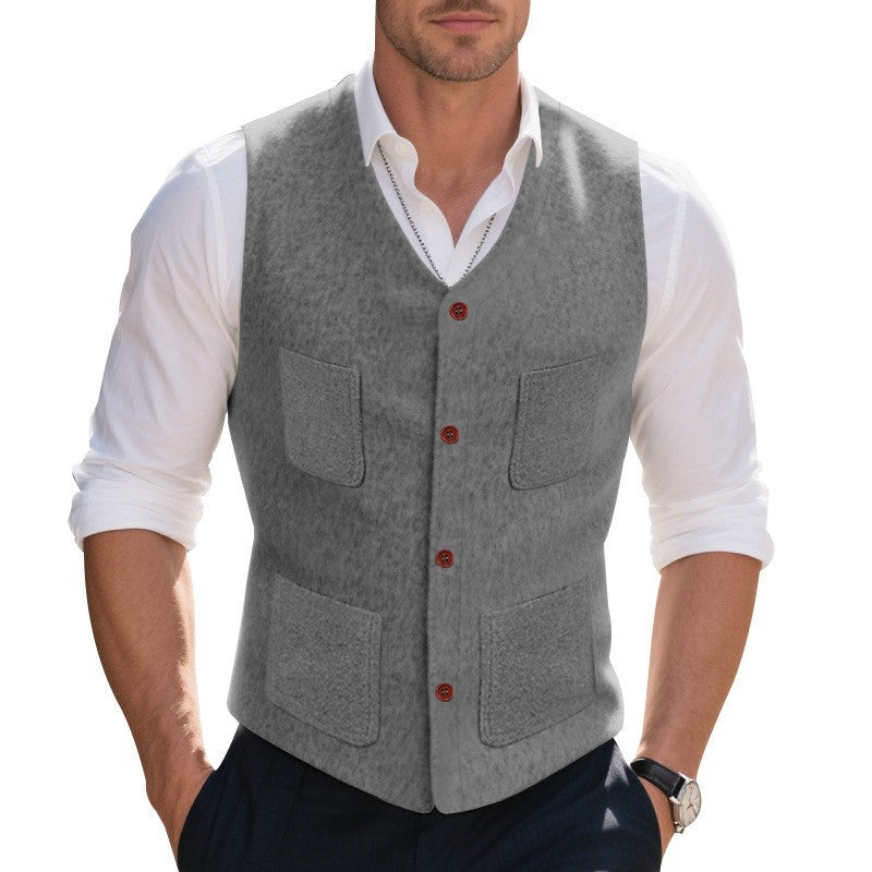 Herren Weste mit funktionalen Taschen und eleganten Knopfdetails R&B