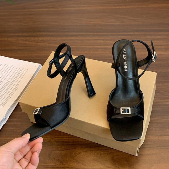 Damen elegante High Heel Sandalen mit transparentem Riemendesign R&B