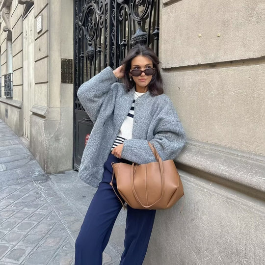 Damen Übergangsjacke mit modernem Stoffmix und praktischen Taschen R&B