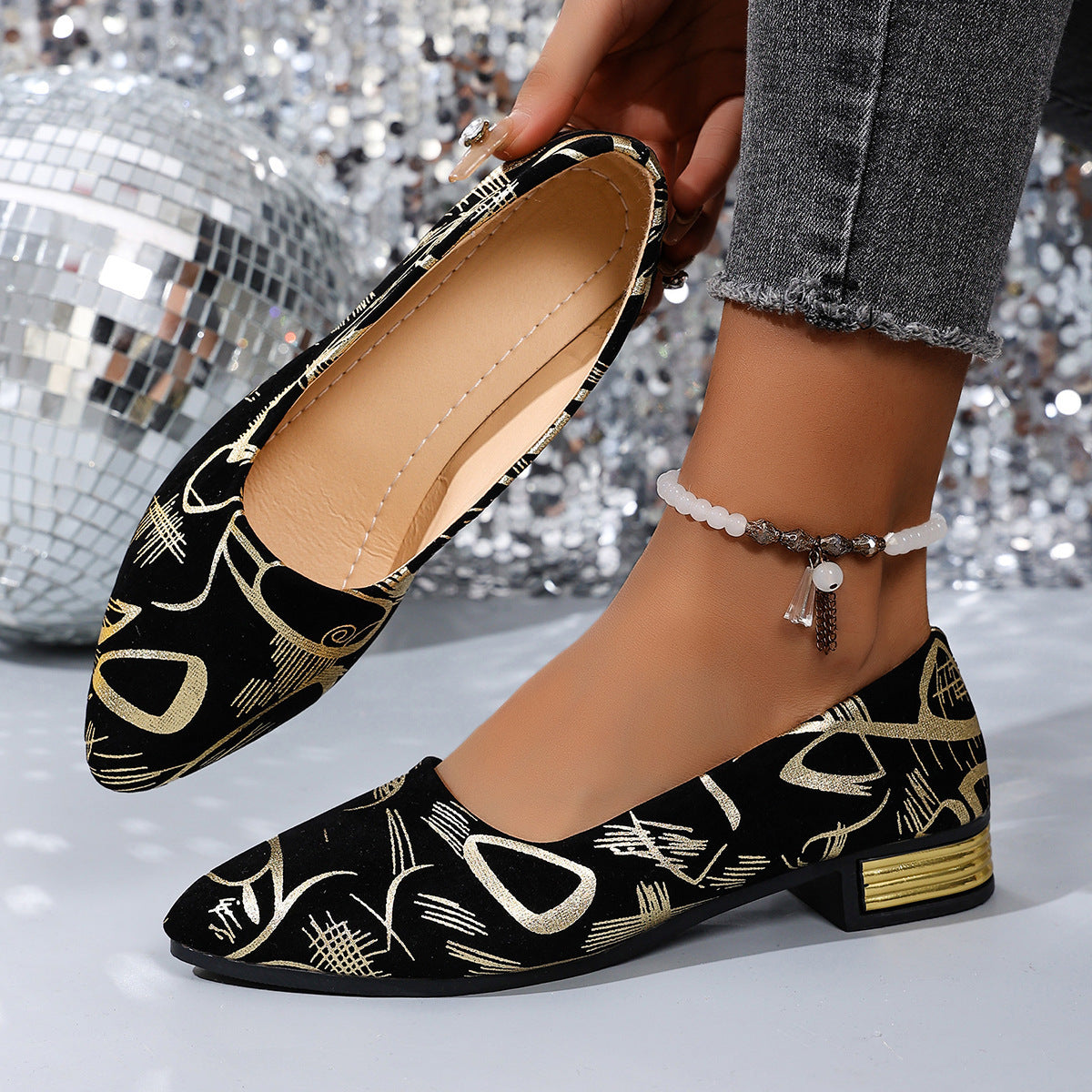 Damen Elegante Ballerinas mit modischem Druck und bequemem Innenfutter R&B