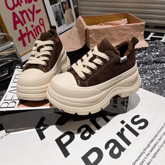 Damen Sneakers mit luxuriösem Fleece-Innenfutter und robustem Plateau R&B