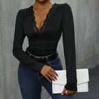 Damen Body mit elegantem Spitzenbesatz und figurumspielendem Schnitt R&B