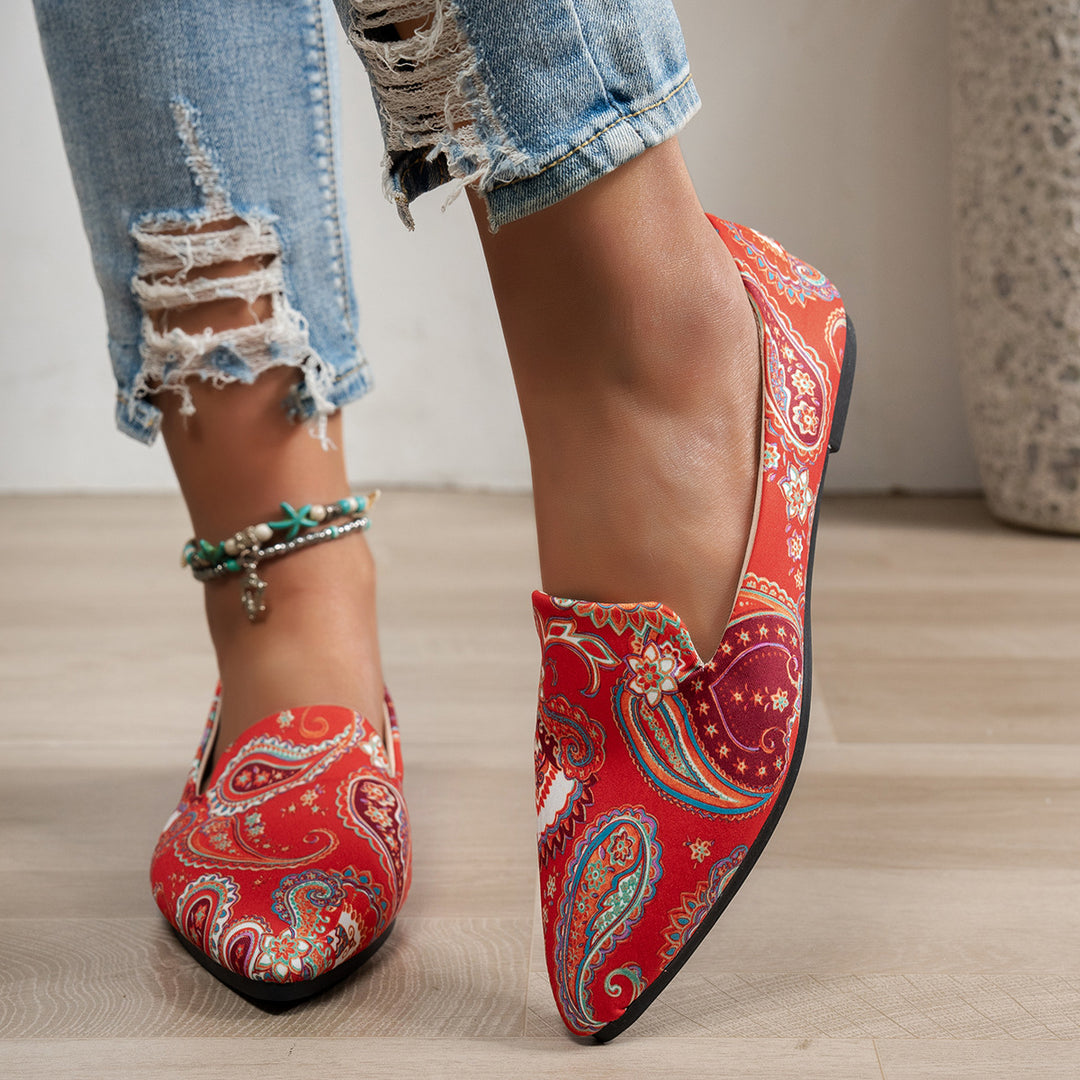 Damen Elegante und modische Slip-On Ballerinas mit Paisleymuster R&B