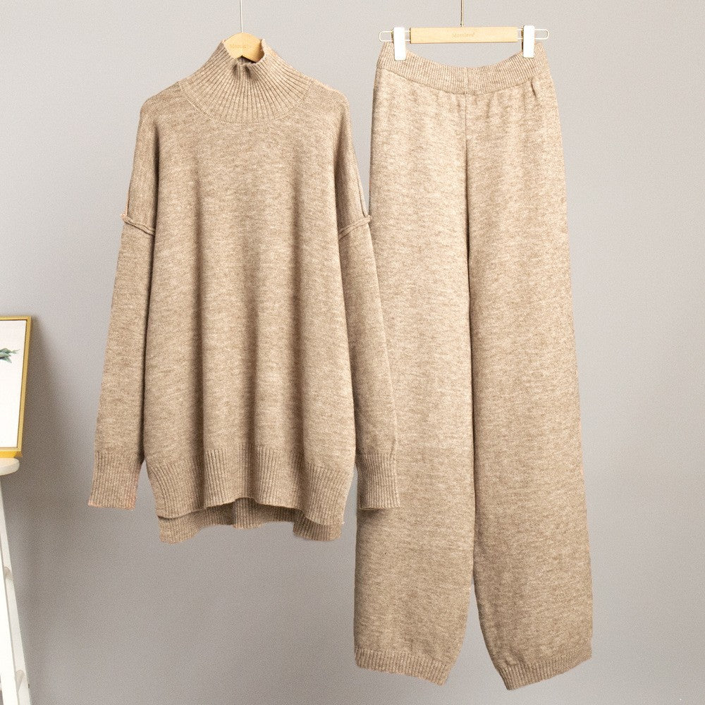 Damen Gemütliches Strick-Ensemble mit hohem Kragen R&B