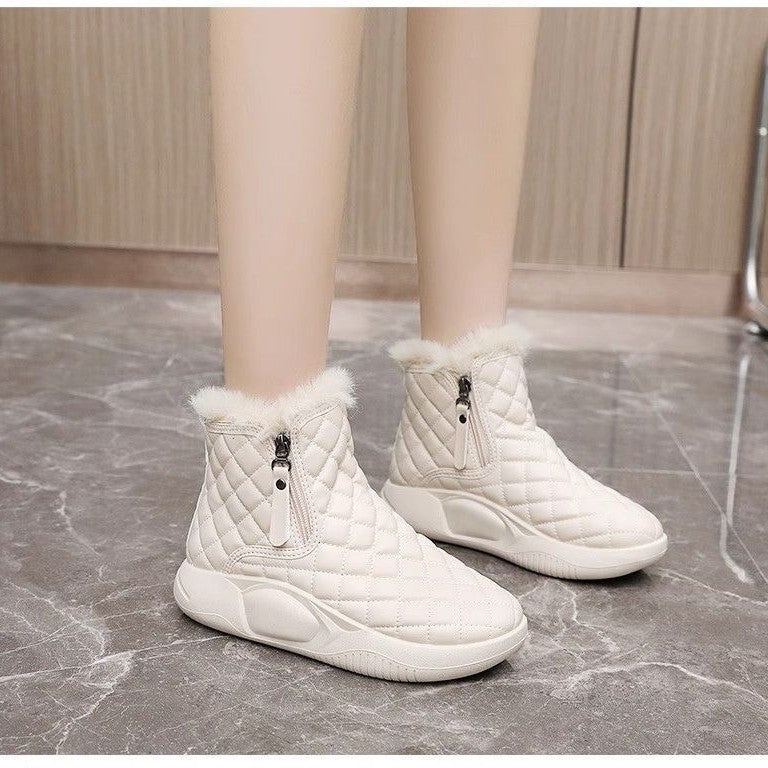 Damen modische Winter-Sneaker mit kuscheligem Innenfutter und praktischem Reißverschluss R&B