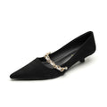 Damen elegante spitze Ballerinas mit modischer Kettenapplikation