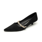 Damen elegante spitze Ballerinas mit modischer Kettenapplikation