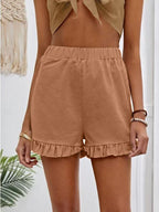 Damen Shorts mit voluminösem Rüschensaum und elastischem Bund R&B
