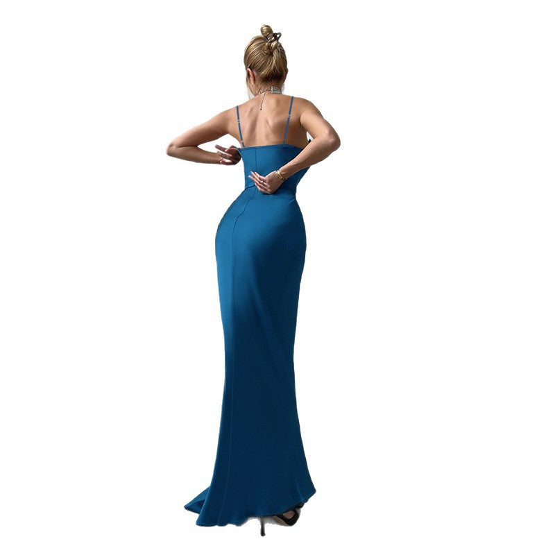 Damen elegantes Abendkleid mit Chiffon-Schleife R&B