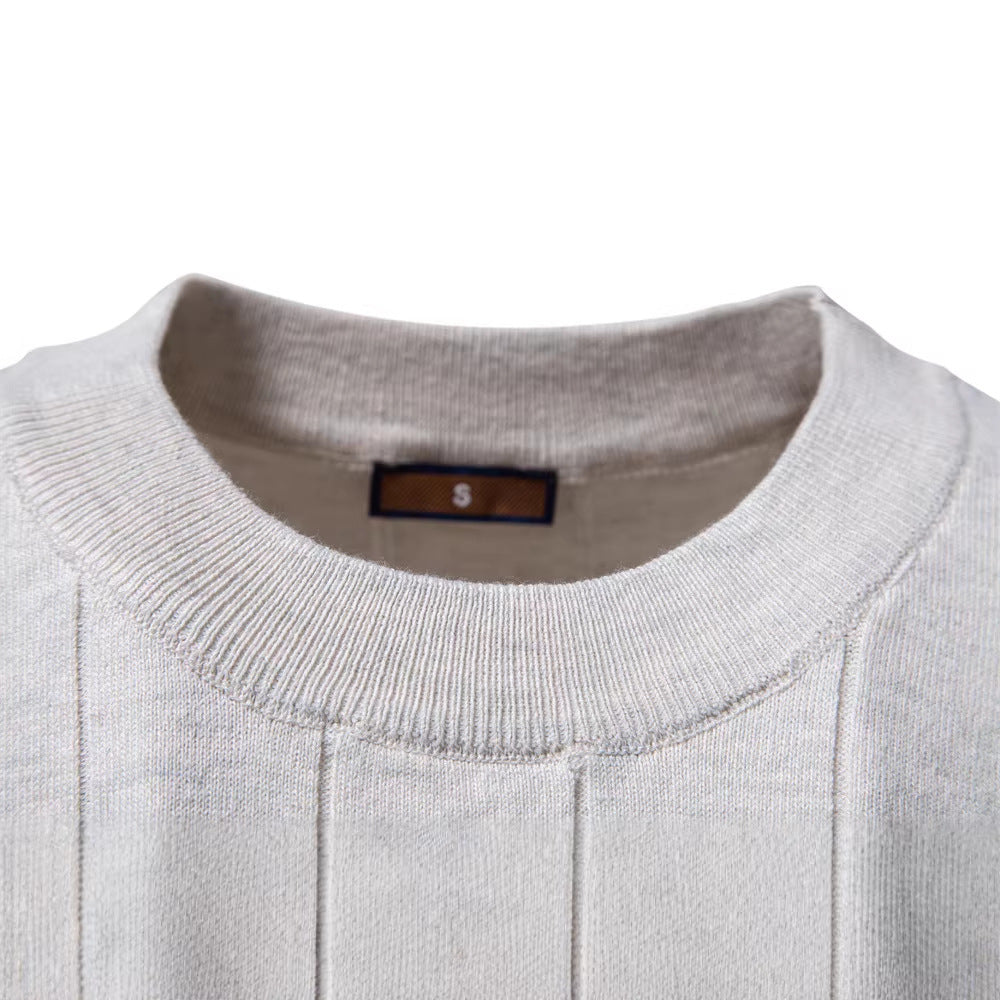 Herren nan leichter Kurzarm-Strickpullover mit feiner Rippenstruktur und Rundhalsausschnitt R&B