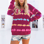 Damen lässiger V-Ausschnitt Pullover im modischen Tie-Dye-Design