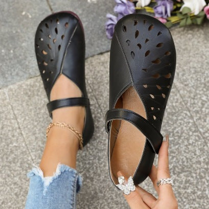 Damen bequeme Schlupfsandalen mit durchbrochenem Design R&B