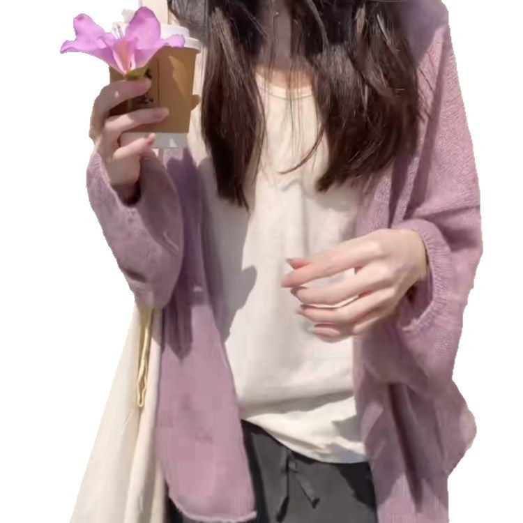 Damen flauschiger Cardigan mit lockerem Schnitt und weichen Ärmeln R&B