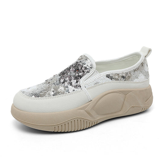 Damen modische Slip-On Sneakers mit glitzernden Blumenmotiven und bequemem Komfort R&B
