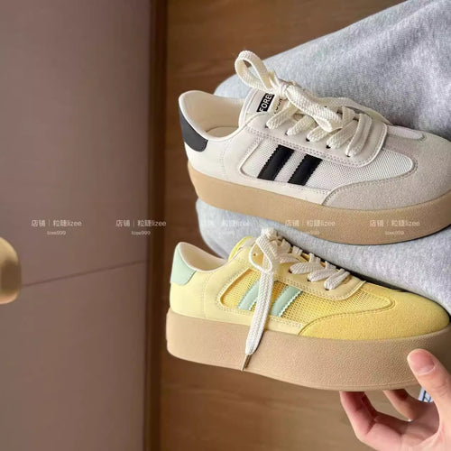 Damen Sportliche Plateau-Sneaker mit atmungsaktiver Obermaterialkombination R&B