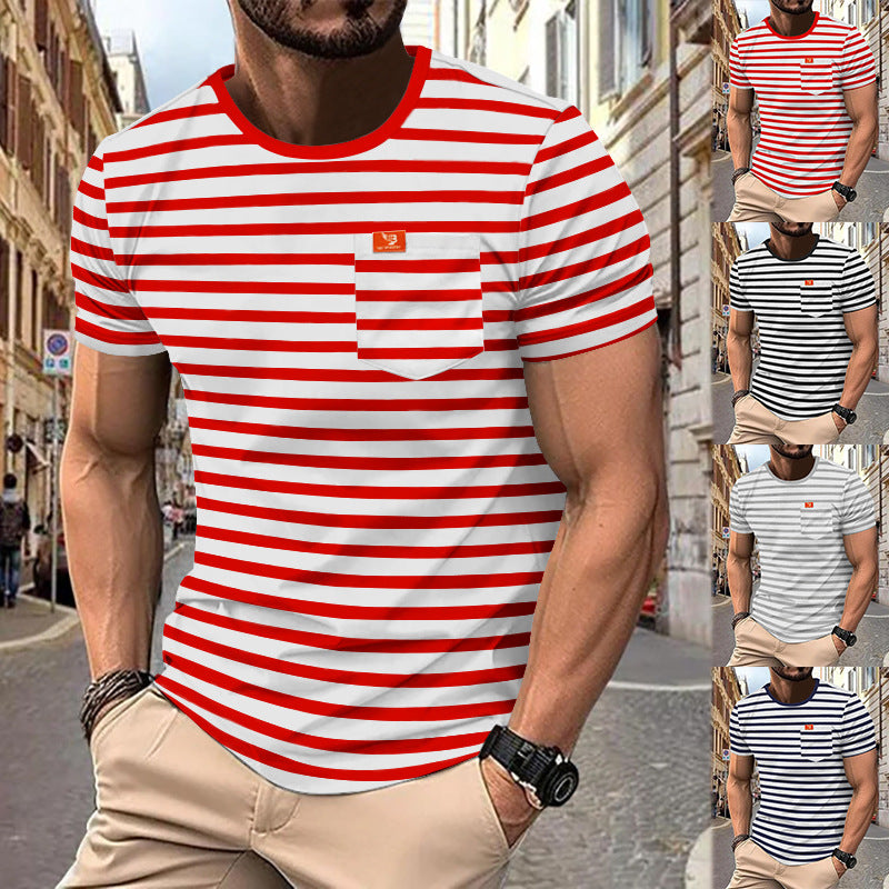 Herren gemustertes T-Shirt mit Brusttasche R&B