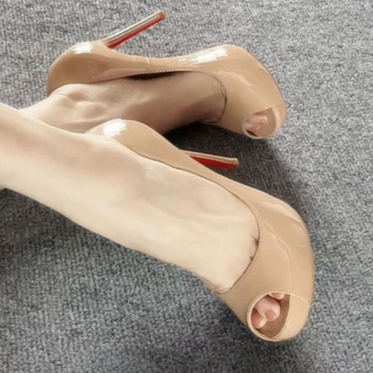 Damen offene Peep-Toe Pumps mit hohem Stilettoabsatz R&B