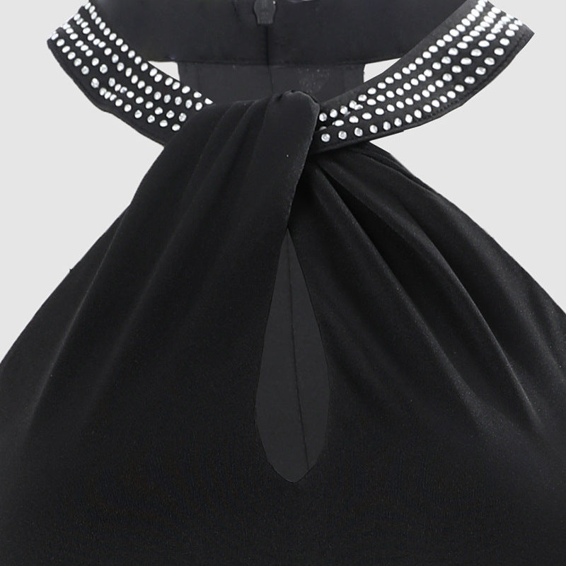 Damen Elegantes Schlauchkleid mit Strassdetails und sexy Beinschlitz R&B