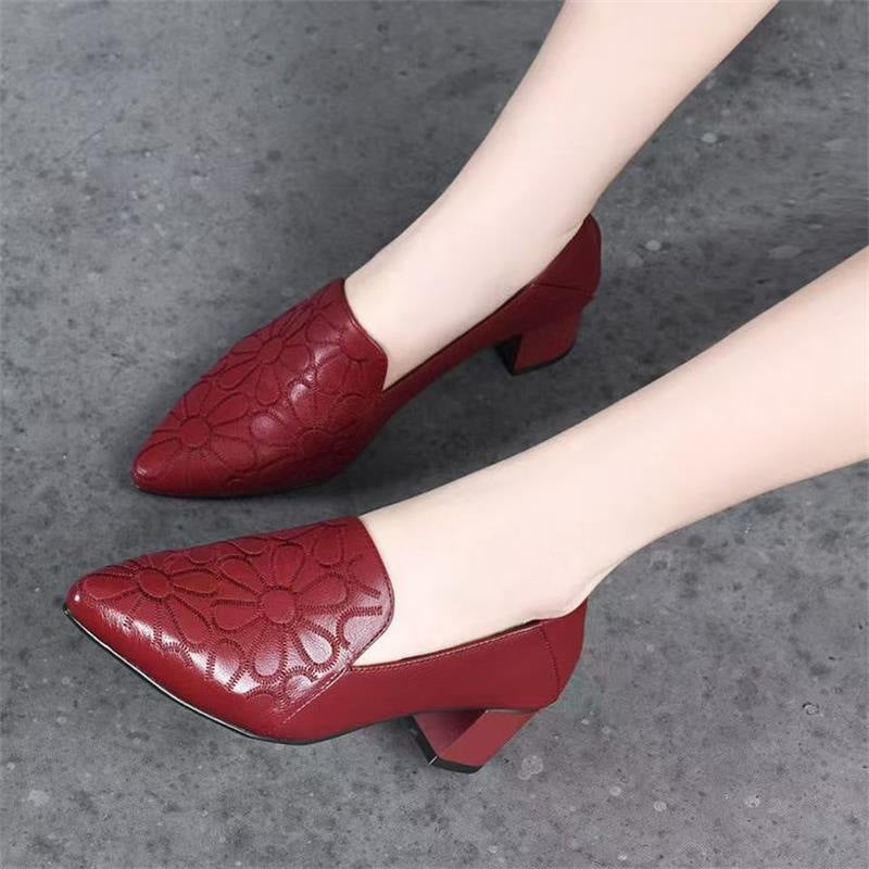 Damen Elegante und modische Slingback-Pumps mit Blumendesign und Blockabsatz R&B