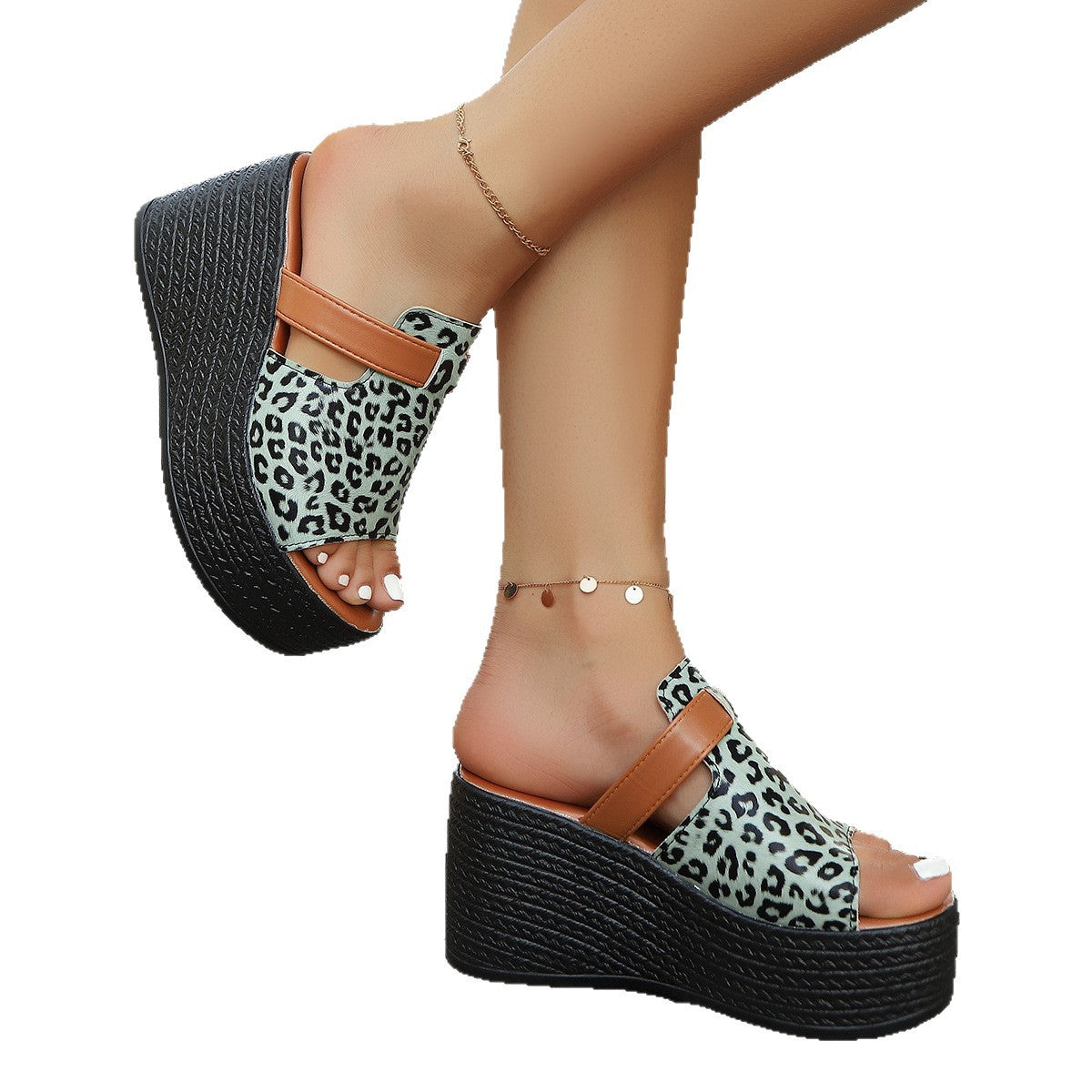Damen Wedge-Sandaletten mit animalischem Design und komfortablem Fußbett R&B