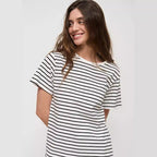 Damen lässiges gestreiftes T-Shirt aus Biobaumwolle R&B