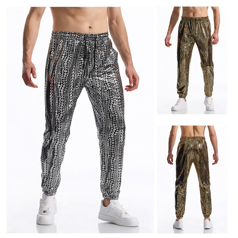 Herren Glamouröse Pailletten-Jogginghose R&B