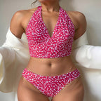 Damen Bikini-Set mit modischem Oberteil und hoch tailliertem Höschen R&B