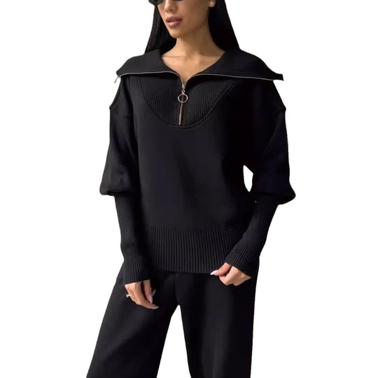 Damen Bequemes Loungewear-Set mit Hoodie und elastischem Bund R&B