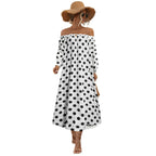 Damen Off-Shoulder Maxikleid mit Polka-Dots und elastischem Bund R&B